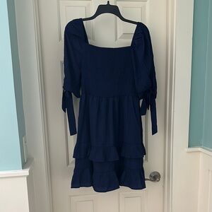 Amazon Blue Puff Sleeve Mini Sundress